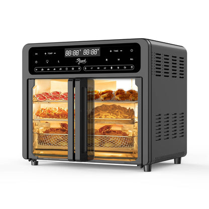 PwZzk 25.4QT Dual Zone Air Fryer Toaster Oven Combo with French Glass Door