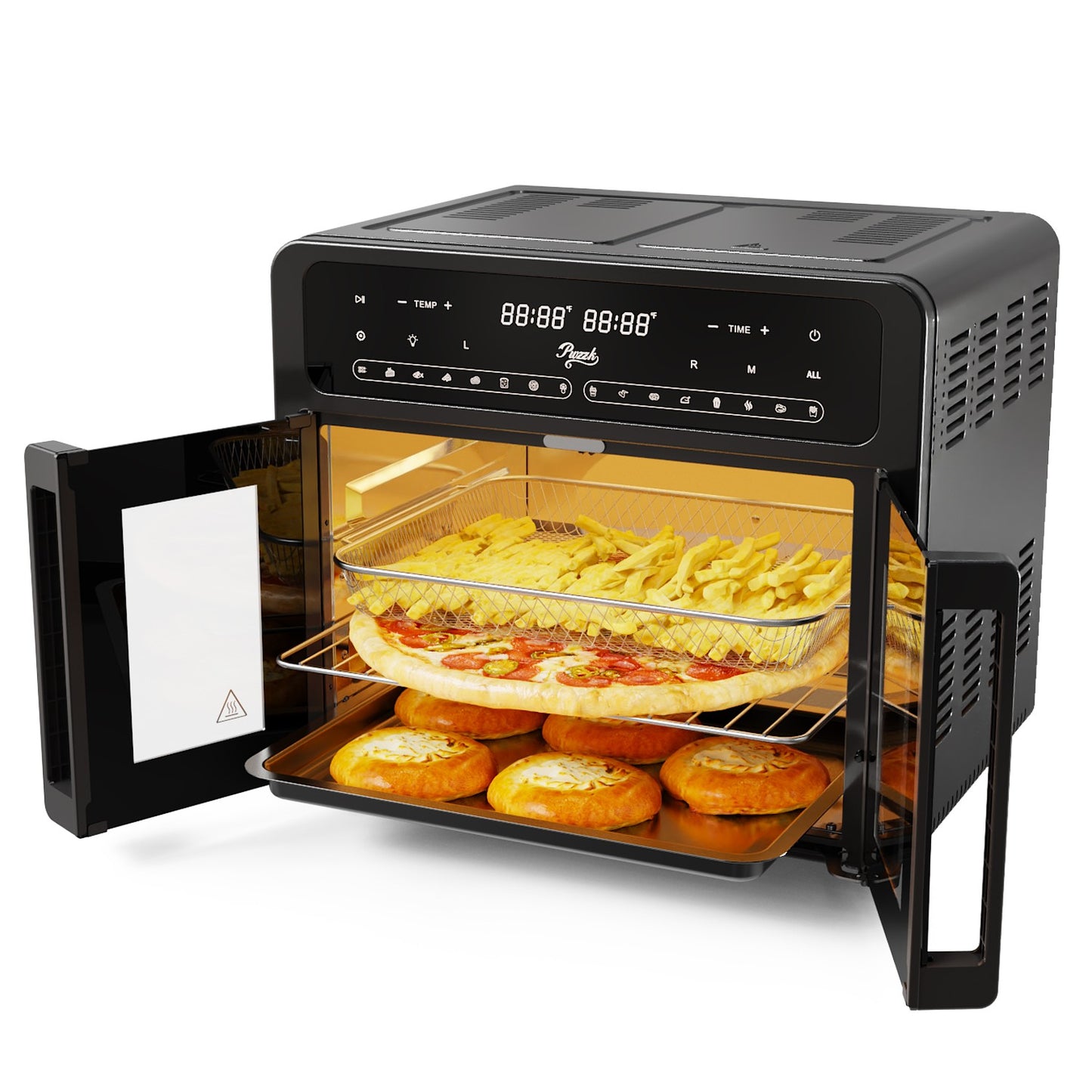 PwZzk 25.4QT Dual Zone Air Fryer Toaster Oven Combo with French Glass Door