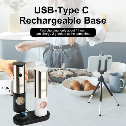 𝑵𝒆𝒘 𝑼𝒑𝒈𝒓𝒂𝒅𝒆𝒅 PwZzk Electric Salt and Pepper Grinder Set Rechargeable