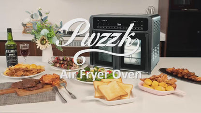 PwZzk 25.4QT Dual Zone Air Fryer Toaster Oven Combo with French Glass Door